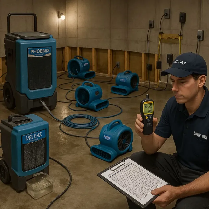 Structural Drying and Dehumidification process in Woodbury County, IA